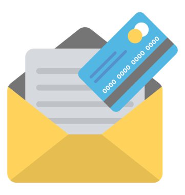 Ve zarf bazı belgelerle banka kartları posta ile gönderme kavramsal bir kutsal kişilerin resmi içinde atm veya banka kartı 