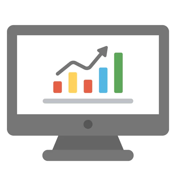 Gráfico Barras Con Flecha Crecimiento Una Pantalla Monitor Que Representa — Archivo Imágenes Vectoriales