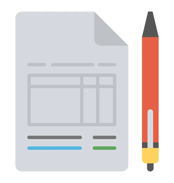 Paper Invoice Pen Flat Icon Design — Stock Vector