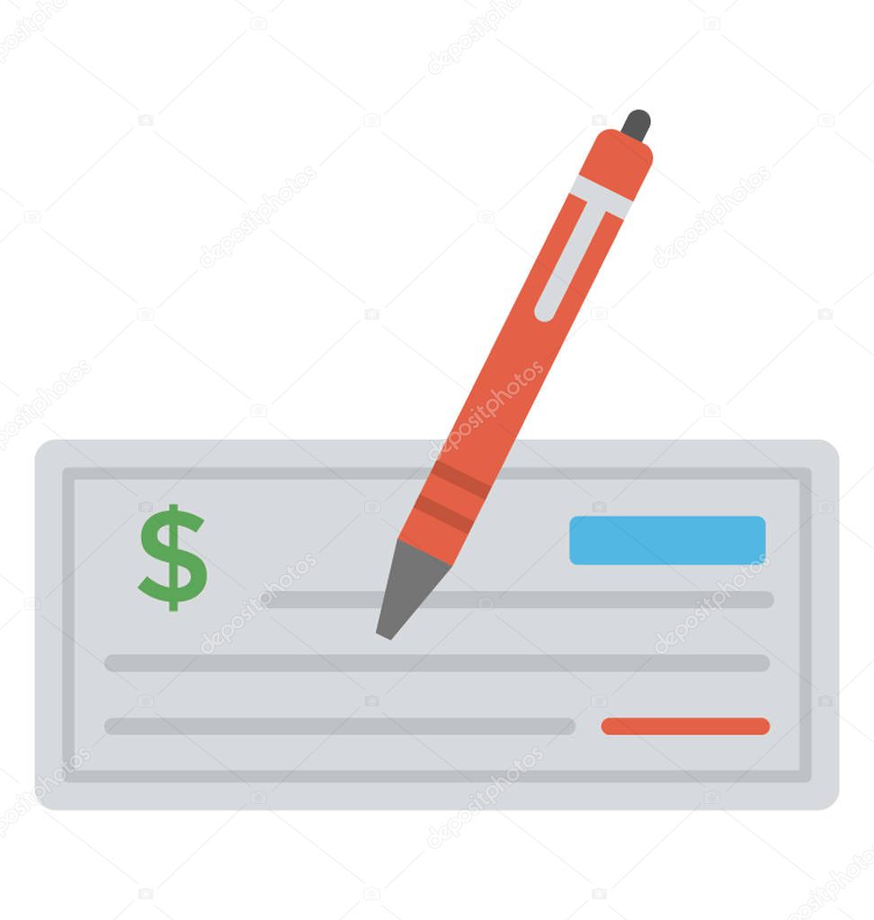 Pen signing on a blank cheque, banking and finance concept 