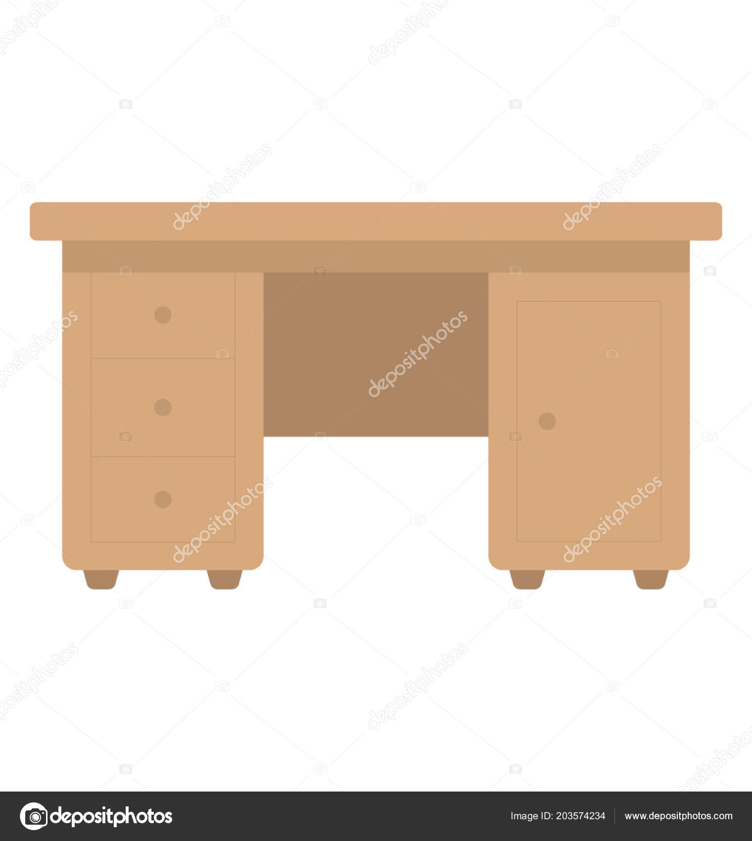 Writing Desk Drawers Sloping Surface Writing Stock Vector