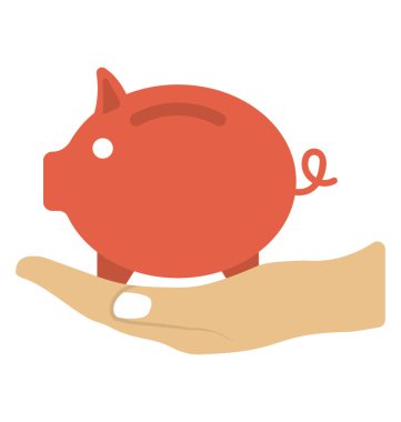 Kumbara, para tasarrufu düz simgesi