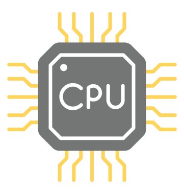 Entegre devreler mikroişlemci düz vektör simgesi 