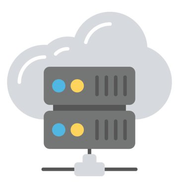 Bulut sunucu barındırma düz vektör simgesi 