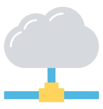 Bulut hosting hizmeti düz tasarım simgesi 