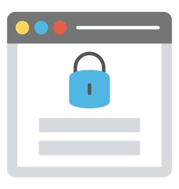 Bir asma kilit, Web sitesi güvenlik anlayışı gösteren web penceresi 