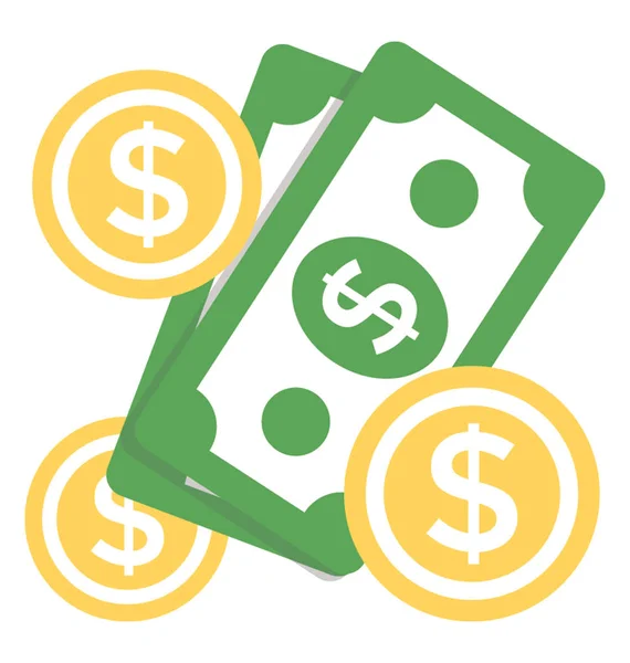 Dollar Monety Papieru Pieniądze Waluty Płaskie Ikona Designu — Wektor stockowy