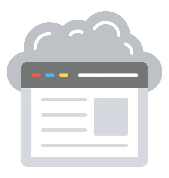 Concepto Sitio Web Basado Nube Icono Plano — Archivo Imágenes Vectoriales