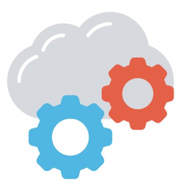 İki dişli bulut tabanlı hizmetler simgeleyen tekerlek ile bulut veya bulut hesap yapmak teknoloji kavramı