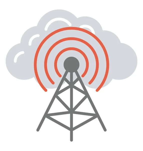 Antenna Servizi Rete Cloud Computing Cloud Computing Wifi — Vettoriale Stock