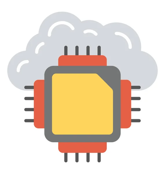 Chmura Mikroprocesorem Chip Symbolizujące Cloud Computing Koncepcja — Wektor stockowy