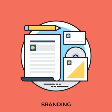 Belge zarf ve geometrik araçlarıyla marka simgeleyen grafik olarak tasarlanmış 