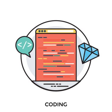 Bir köprü ile bilgisayar ekranı, elmas sembolü temsil eden arkasında işlem kodlama 
