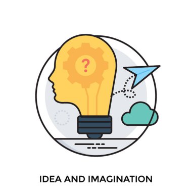 Bir ampul fikir ve hayal gücü simgeleyen yüzüne döndü