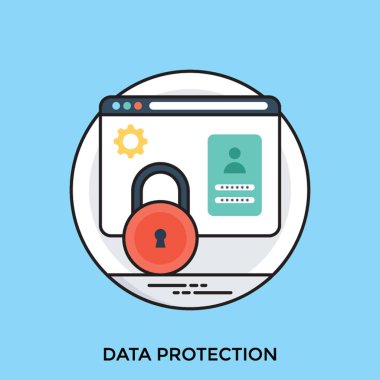 Kullanıcı kimlik doğrulaması işaret üstünde perde asma kilit grafik ile veri koruma temsil eder. 