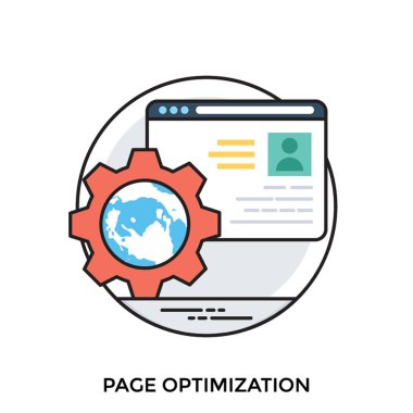 Sayfa Optimizasyonu simgesini temsil dişli dünya ve bir ekran web sitesi üzerinden 