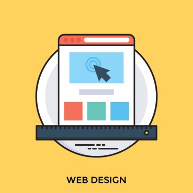 Bilgisayar ekranında ok ile grafik olarak tasarlanmış bir sayfa'yı tıklatın, web tasarım 