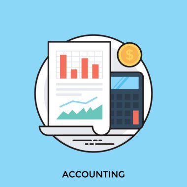 Çubuk grafikler bir kenara muhasebe işlemi temsil eden hesap makinesi ile oluşan bir grafik