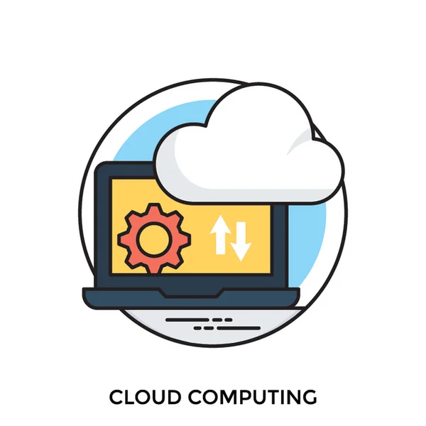 Ein Laptop Bildschirm Mit Ausrüstung Und Cloud Symbol Das Eine — Stockvektor