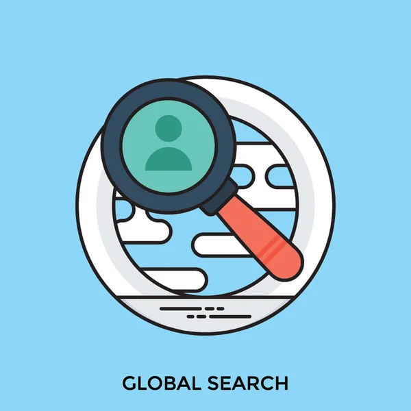 Web レイアウト グローバル検索を持つ拡大鏡の背後にある世界 — ストックベクタ