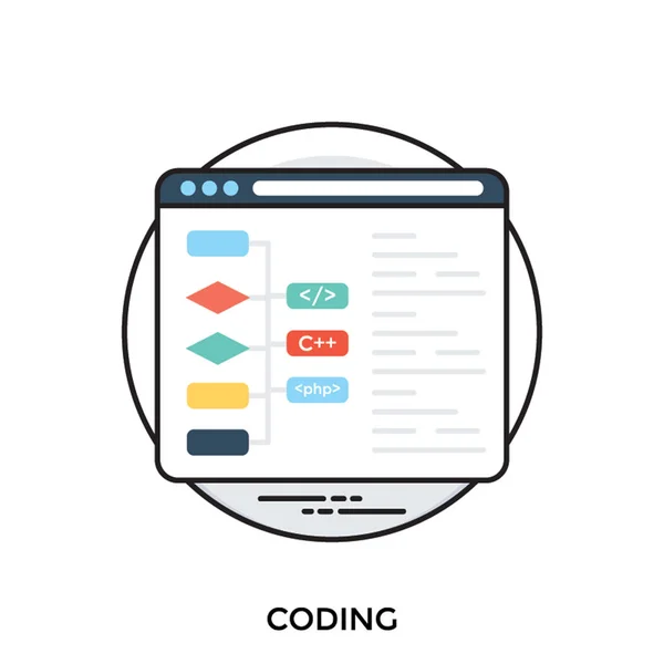 Een Computerscherm Met Programmering Talen Symbolen Coderen Van Proces — Stockvector