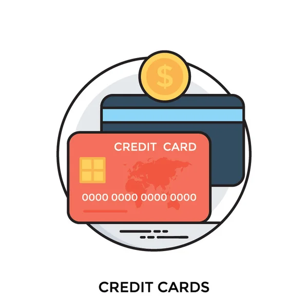 Πιστωτικές Κάρτες Απεικόνιση Μέσω Έξυπνων Καρτών Και Δολάριο Σύμβολο Πάνω — Διανυσματικό Αρχείο
