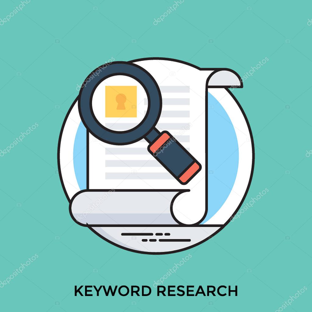 a magnifier over page keyword research