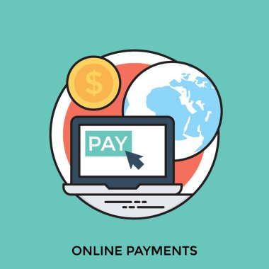 Küre dolar işaretçi expliciting online ödeme ile arka plan ile bir dizüstü bilgisayar 