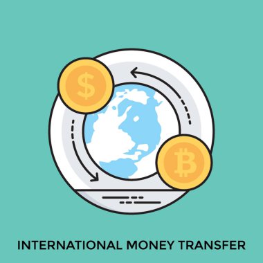 Uluslararası para transferi gösterilen uluslararası para birimi ile dünyada tersinir okları