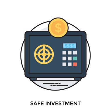 Güvenli yatırım simgeleyen içinde doları bir dijital güvenli locker 