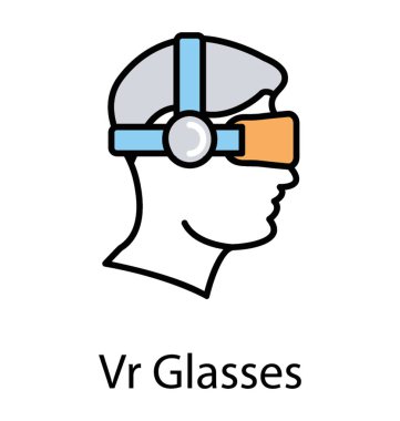 çizgi vektör simgesi tasarım akıllı gözlük sanal gerçeklik ortamında sembolik