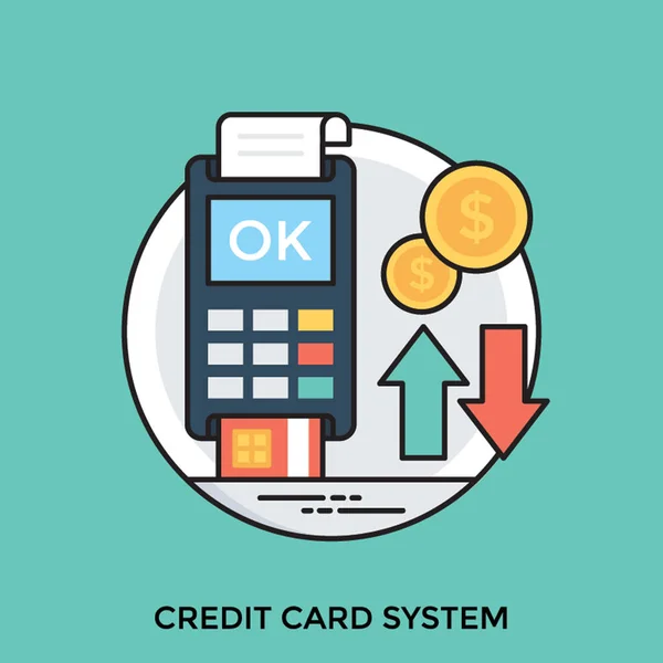 Darstellung Des Kreditkartensystems Über Geldautomat Kreditkarte Und Dollar — Stockvektor