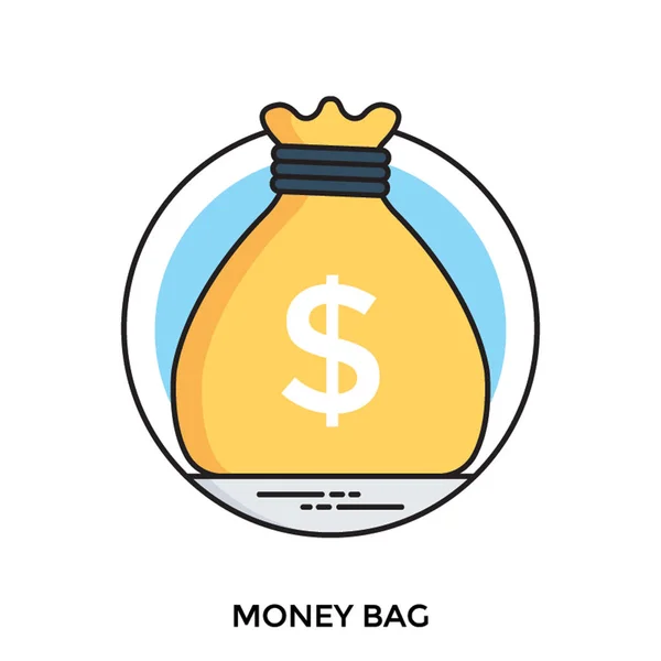 お金の袋を描いたドルの完全な袋 — ストックベクタ