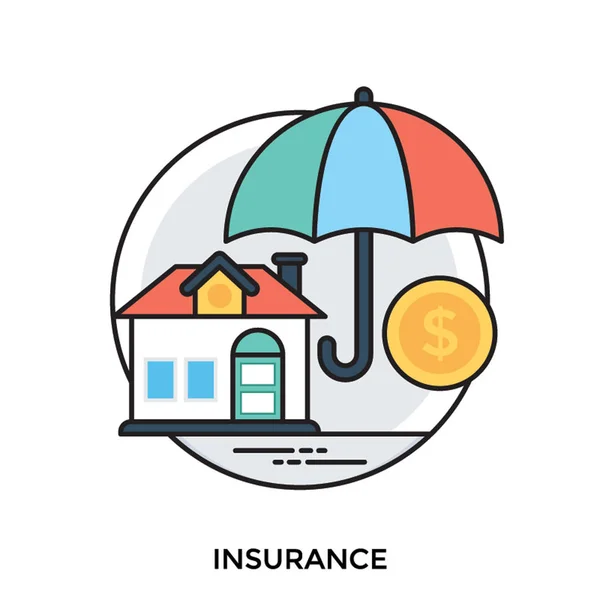 Een Paraplu Boven Huis Afbeelding Met Dollarteken Huis Verzekering — Stockvector