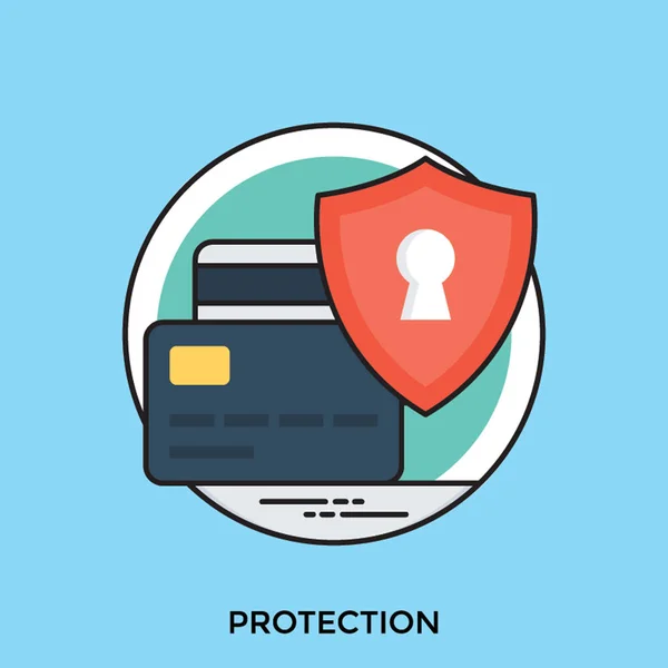 Skyddande Sköld Över Kredit Och Betalkort Kort Visar Idén Säkerhet — Stock vektor