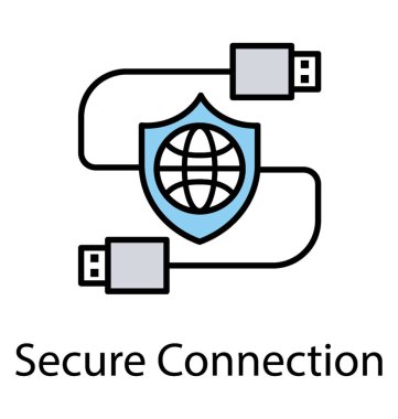 Güvenli bağlantı simgesi gösterilen kalkan gibi bir dünya bağlı iki erkek Rakorlar