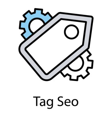 Bir asılı etiketi etiketi seo için simge simgeleyen gears ile 