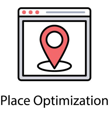 Bir simge yer optimizasyonu için tanımlama harita konumu işaretçisiyle web sayfası