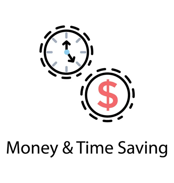 Icon Dollar Sign Time Cycle Together Depicting Money Time Saving — Stock Vector