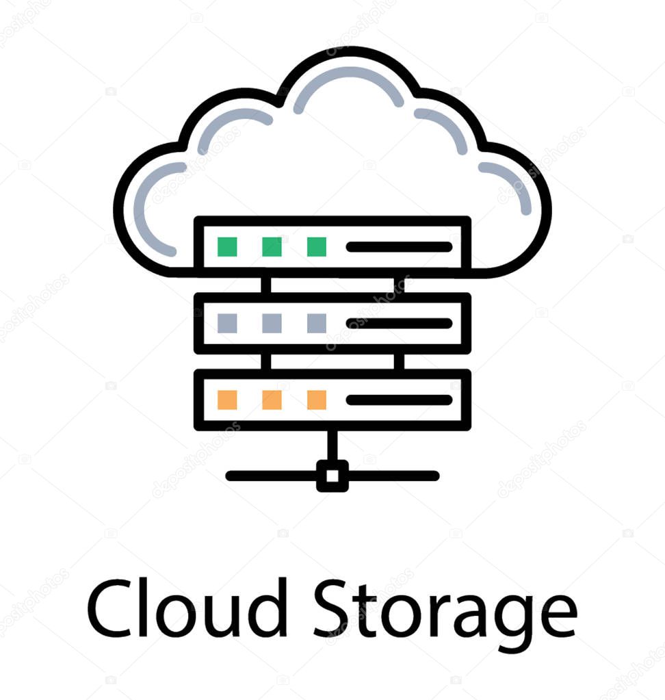 Database with cloud showing icon of cloud storage 