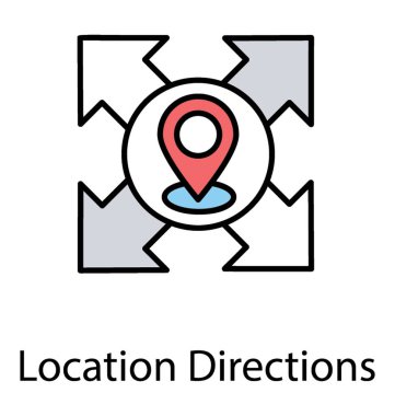 Bir harita PIN dört yönlü ok yer yön kavramı simge sunan ortasına gömülü 