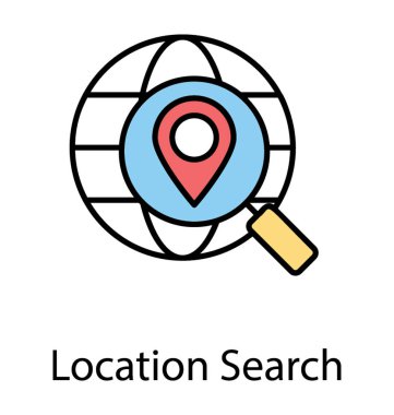 Büyüteç dünya kılavuz, küresel yer arama kavramı üzerinde bir harita iğne 