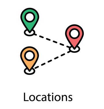 Harita işaretçiler noktalı yolu hattı üzerinden bağlı 