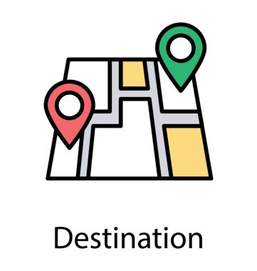 İki konum noktası işaretleri ile sokak harita navigasyon 