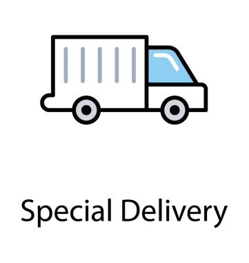 Özel teslimat sunmak için bir yolda dolaşıp tamamen korumalı bir van  