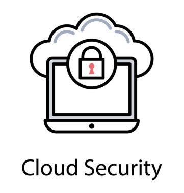 Kilit işareti ve bulut güvenlik için fikir açıklayan bir bulut ile dizüstü bilgisayar 