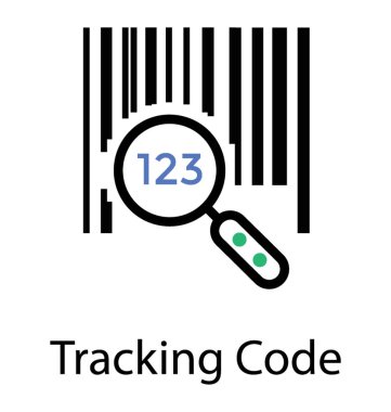 Paketi izlemek üzere bir özel sipariş numarasını online portalları sunmak, barkod, el lens ve numarasını kullanarak bu kavram iconised