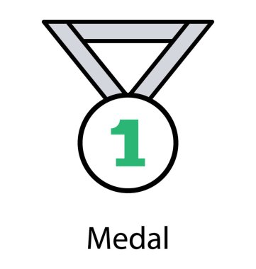 Bir numaralı rozeti olan bir madalya numaralı simgesi için tasarlanmıştır