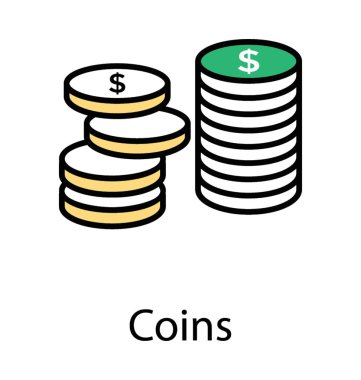 Sikke simge paralar için türetmek için yan yana yerleştirilmiş iki yığınları 