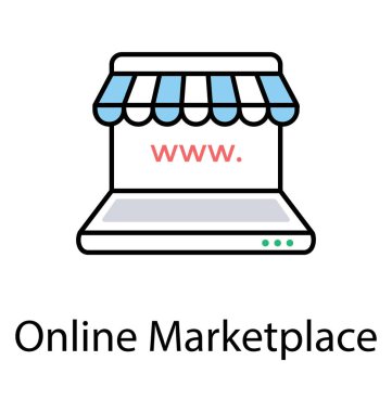 Bir dükkan gibi bir pazar yeri kavramı online dünyada sunmak için tasarlanmış dizüstü